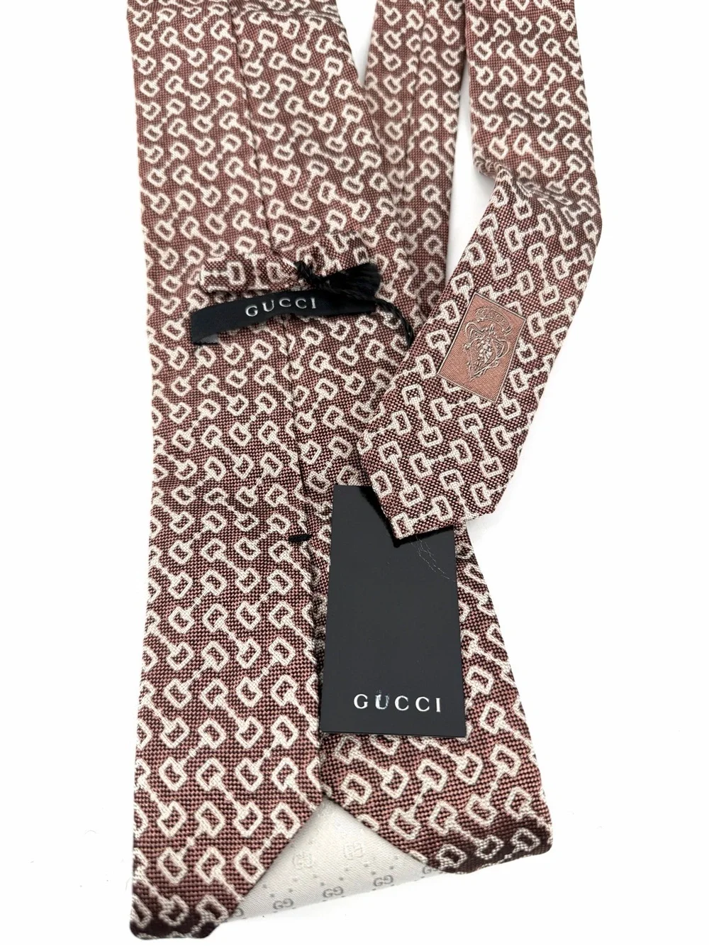 GUCCI NWT Horsebit 100% Silk Woven Jacquard Business Tie